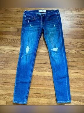 Hollister Super Skinny Distressed Jeans Medium Wash Size 3S W26 L29